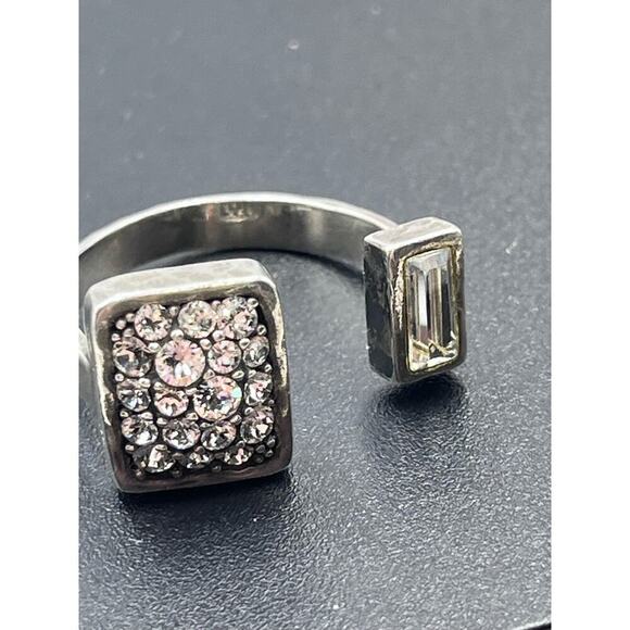 Silpada Signed Swarovski Crystal Sterling Silver 925 Adjustable Cuff Ring Sz  9 - Picture 15 of 16